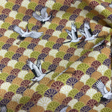 Japanese Cranes flying over Chrysanthemum Waves