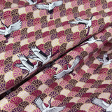 Japanese Cranes flying over Chrysanthemum Waves