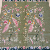 (Hand-stamped batik) Romance of the Peacocks Sage Turquoise