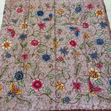 (Hand-stamped batik) Vines of Flowers in Flowers Mocha