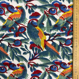 Block Print Playful Parrots on the Trees