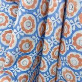 Block Print Simple Shaped Cheerful Flowers