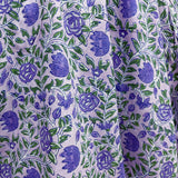 Block Print Purple Flowers Vines in Lilac Background