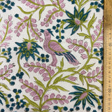 Block Print Birds among the Corn Flower Vines