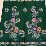 (Hand stamped Batik) Stalk of Flowers Forest Green