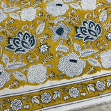 Block Print Illustrated Floral Mustard Background