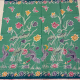 (Hand-stamped batik) Pair of Storks by the Flowers Mint