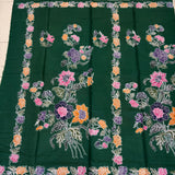 (Hand stamped Batik) Stalk of Flowers Forest Green