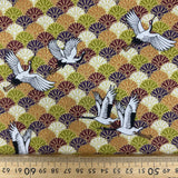 Japanese Cranes flying over Chrysanthemum Waves