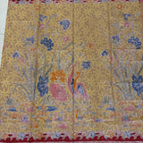 (Hand-stamped batik) Pair of Storks by the Lake Red Yellow