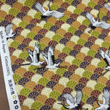 Japanese Cranes flying over Chrysanthemum Waves