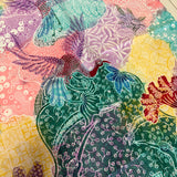 (Hand stamped Batik) Storks flying over Mountain D