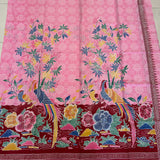 (Hand stamped Batik) Pair of Birds under the Bamboo Trees