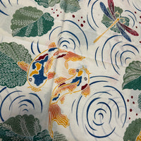 (Hand stamped Batik) Koi and dragonfly Multi with Panel