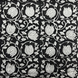 Block Print Black and White Floral
