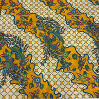 (Handprinted Batik) Phoenix Dancing Diagonal Yellow Mustard