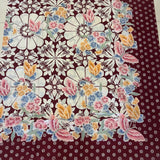 (Hand stamped Batik) Flowers with Butterflies Red