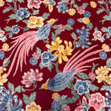 (Hand stamped Batik) Phoenix on Branches Red