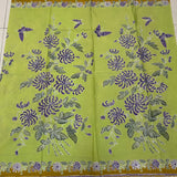 (Hand stamped Batik) Stalks of Flowers Lime