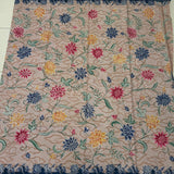 (Hand-stamped batik) Vines of Flowers with Clouds Beige