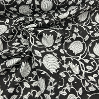 Block Print Black and White Floral