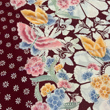 (Hand stamped Batik) Flowers with Butterflies Red