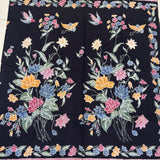 (Hand-stamped batik) Bird and Butterfly among the Flowers Stalks Classic Black