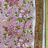 Block Print Stained Glass Floral Pink Background