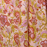 Block Print Red Floral on Peach Background