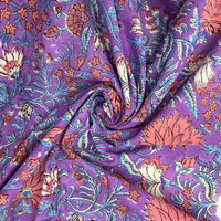 Block Print Blush Floral on Lavendar Background