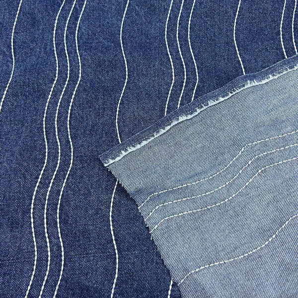 European Sashiko Waves on Denim