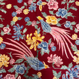 (Hand stamped Batik) Phoenix on Branches Red