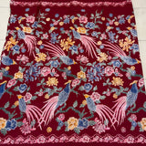 (Hand stamped Batik) Phoenix on Branches Red