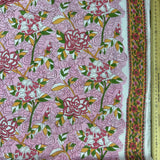 Block Print Stained Glass Floral Pink Background