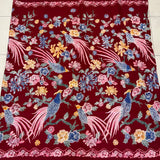 (Hand stamped Batik) Phoenix on Branches Red