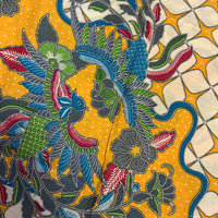 (Handprinted Batik) Phoenix Dancing Diagonal Yellow Mustard