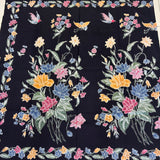 (Hand-stamped batik) Bird and Butterfly among the Flowers Stalks Classic Black