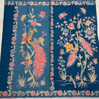 (Hand-stamped batik) Romance of the Peacocks Blue