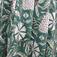 Block Print Bumble Bees among Flowers Green