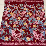 (Hand stamped Batik) Phoenix on Branches Red