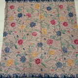 (Hand-stamped batik) Vines of Flowers with Clouds Beige