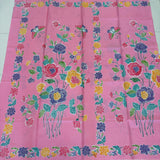 (Hand stamped Batik) Stalk of Flowers Blossom Pink