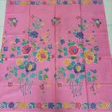 (Hand stamped Batik) Stalk of Flowers Blossom Pink