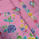 (Hand stamped Batik) Stalk of Flowers Blossom Pink