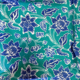 (Hand stamped Batik) Flowers and Leaves Turquoise