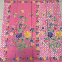(Hand stamped Batik) Stalks of Flowers with Kawung Motif Pink