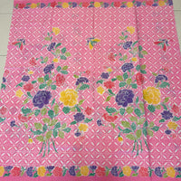 (Hand stamped Batik) Stalks of Flowers with Kawung Motif Pink