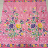 (Hand stamped Batik) Stalks of Flowers with Kawung Motif Pink