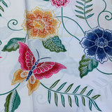(Hand-stamped batik) Flowers Butterflies Vines Multi
