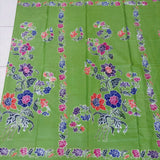 (Hand stamped Batik) Stalk of Flowers Lemon Green